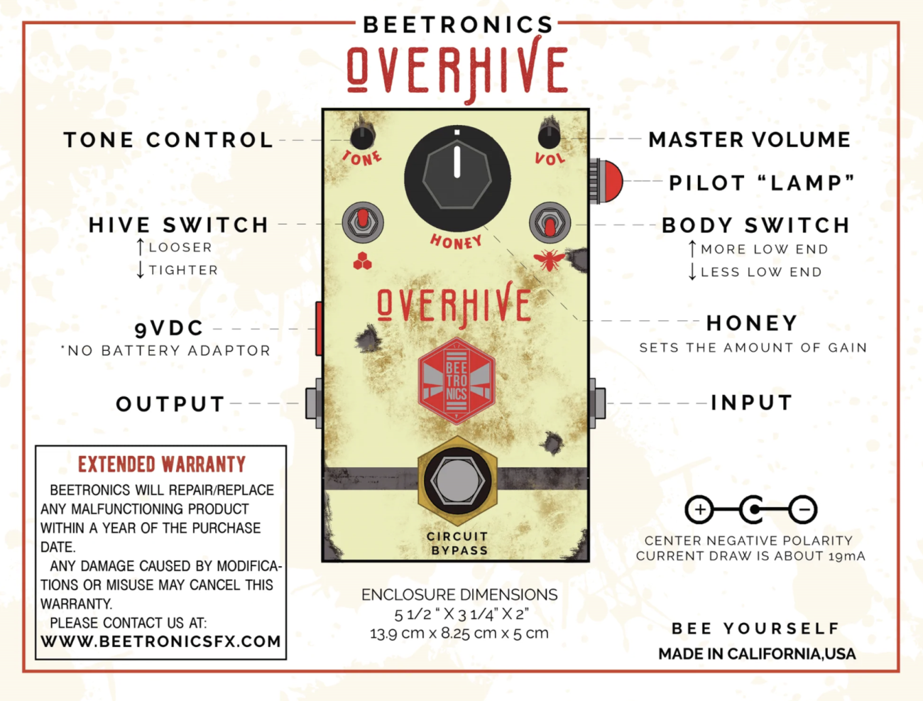 Beetronics Overhive Medium Gain Overdrive